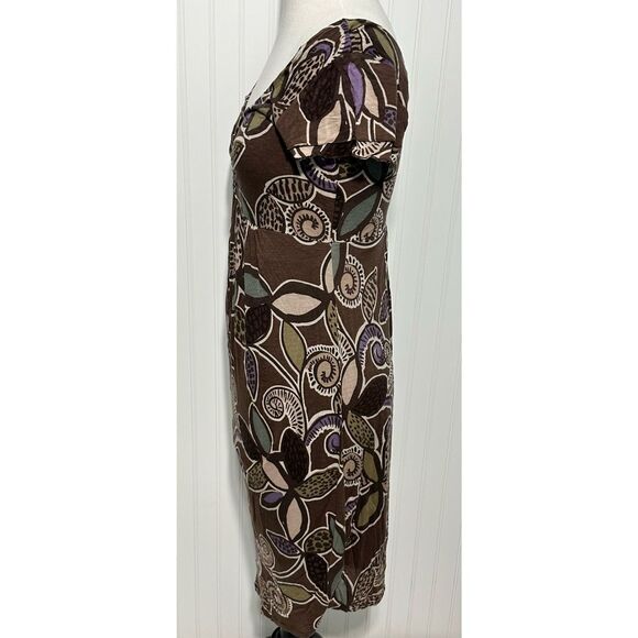 Boden Dress Floral Print Slip On Sheath Style V Neck Mini Length Brown Purple 6 - Picture 7 of 12